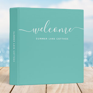 Editable Color Calligraphy Rental Property Welcome 3 Ring Binder