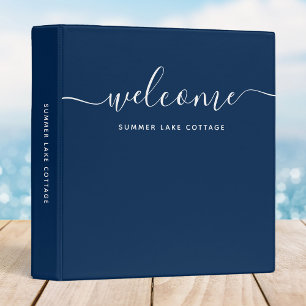 Editable Color Calligraphy Rental Property Welcome 3 Ring Binder