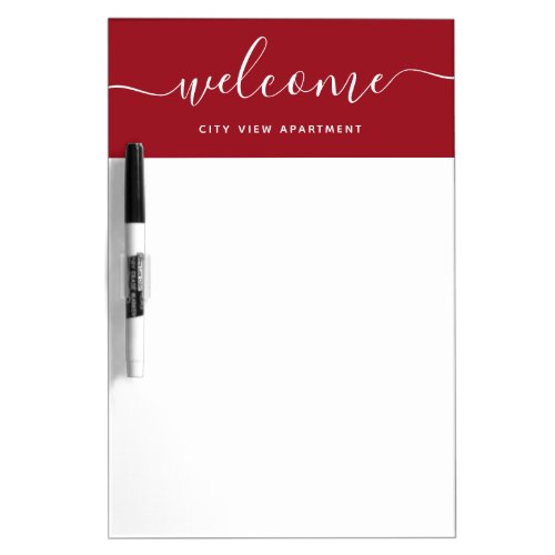 Editable Color Calligraphy Rental Property Welcome Dry Erase Board