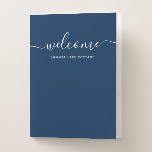 Editable Color Calligraphy Rental Property Welcome Pocket Folder