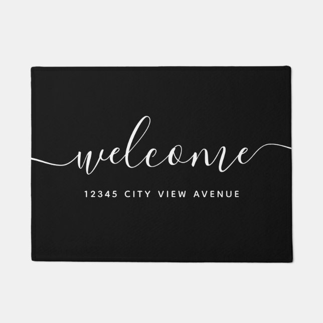 Editable Color Calligraphy Script Property Welcome Doormat (Front)