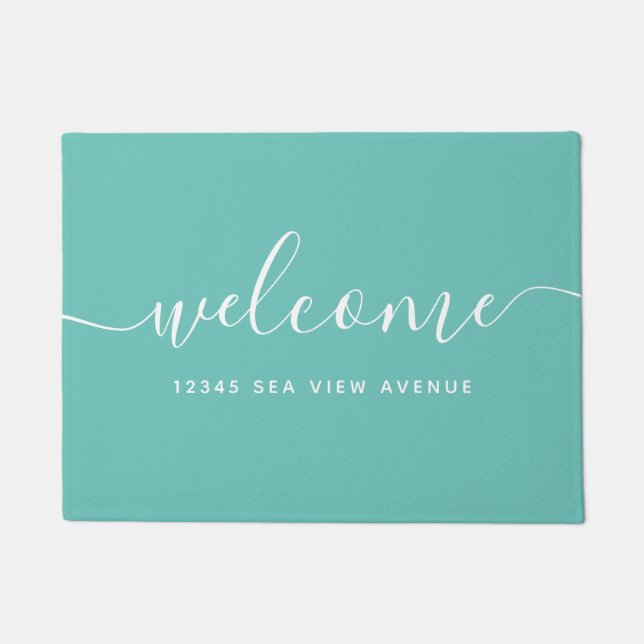 Editable Color Calligraphy Script Property Welcome Doormat (Front)