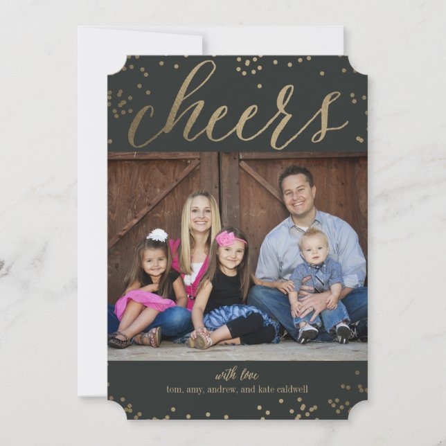 Editable Color Cheers Holiday Photo Card (Front)