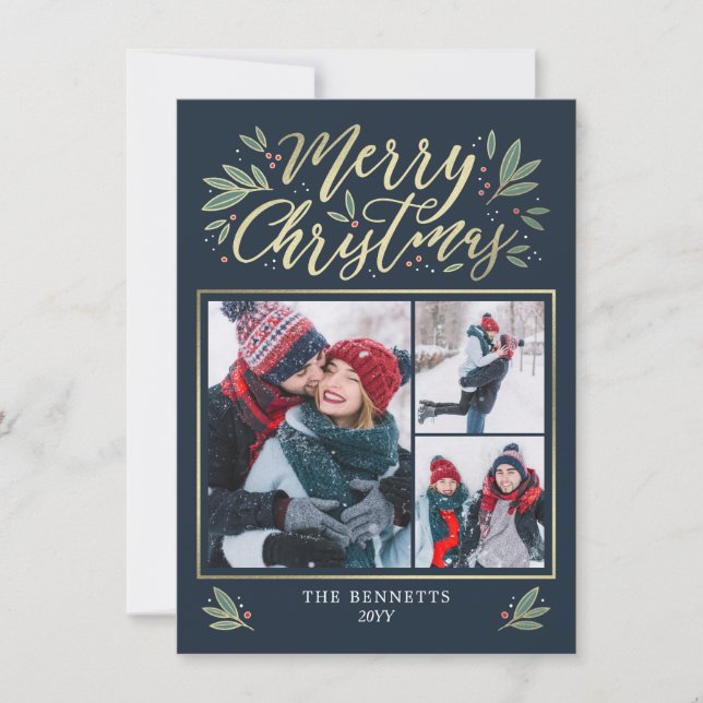 EDITABLE Color Christmas Glow Holiday Photo Card (Front)