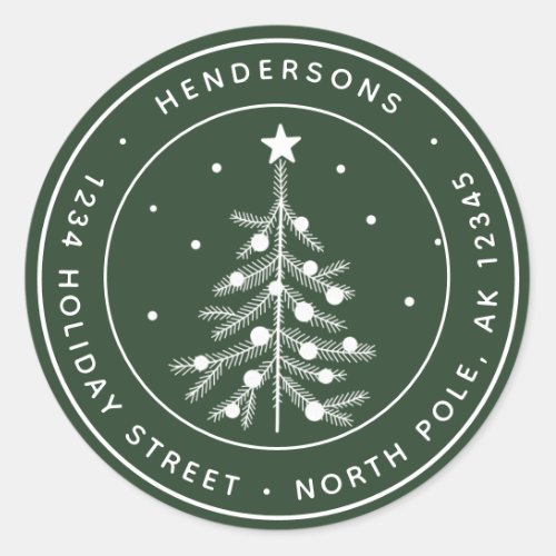 Editable Color Christmas Tree Return Address Green Classic Round Sticker