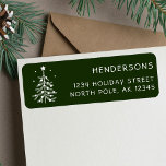 Editable Color Christmas Tree Return Address Green Label<br><div class="desc">This return address label features a simple white Christmas tree with a star,  round ornaments,  and snow on a green background. For more advanced customization of this design,  please click the "customize further" link.</div>