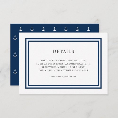 Editable Color Classic Anchor Wedding Details Enclosure Card