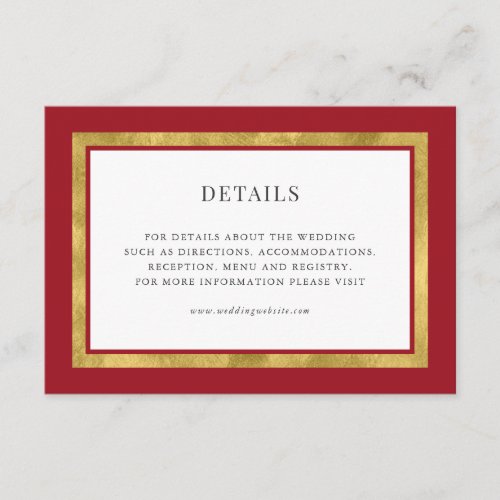 Editable Color Classic Gold Round Wedding Details Enclosure Card