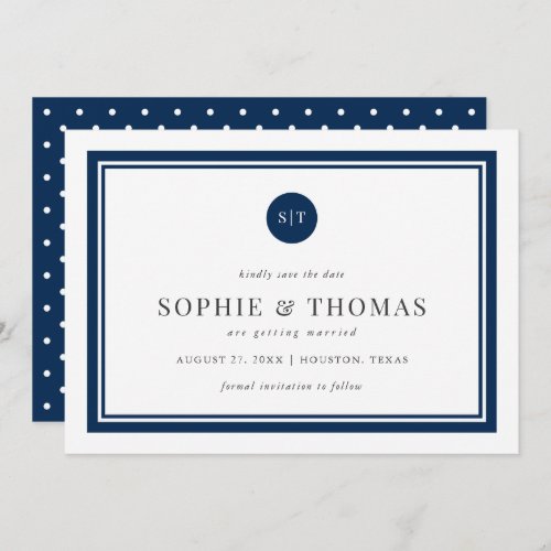 Editable Color Classic Monogram Save the Date Invitation