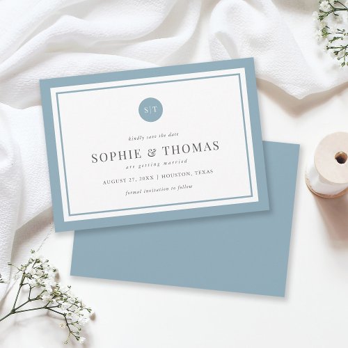 Editable Color Classic Monogram Save the Date Invitation