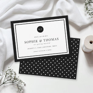 Editable Color Classic Monogram Save the Date Invitation