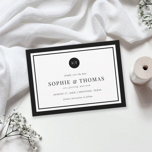 Editable Color Classic Monogram Save the Date Invitation