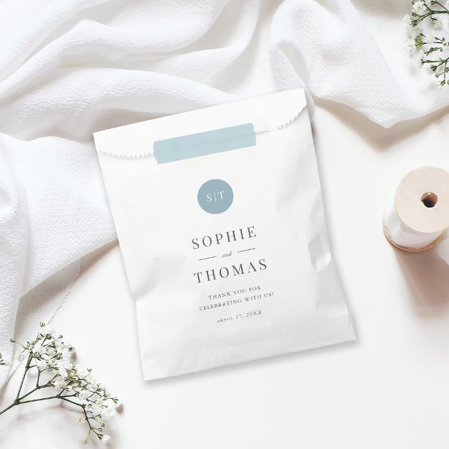 Editable Color Classic Round Monogram Wedding  Favor Bag (Creator Uploaded)