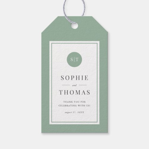 Editable Color Classic Round Monogram Wedding Gift Tags
