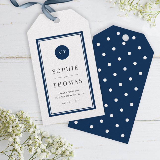 Editable Color Classic Round Monogram Wedding Gift Tags (Creator Uploaded)