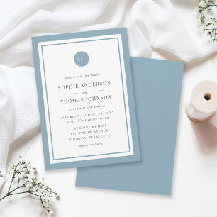 Editable Color Classic Round Monogram Wedding Invitation