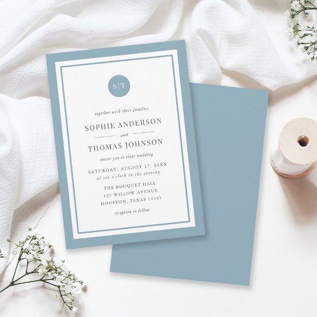 Editable Color Classic Round Monogram Wedding Invitation (Creator Uploaded)