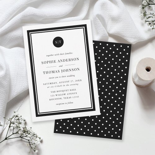 Editable Color Classic Round Monogram Wedding Invitation