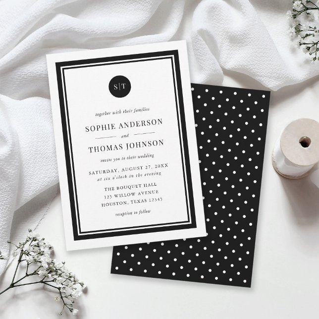 Editable Color Classic Round Monogram Wedding Invitation (Creator Uploaded)