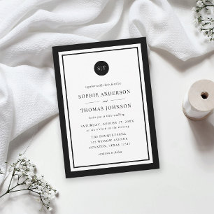 Editable Color Classic Round Monogram Wedding Invitation