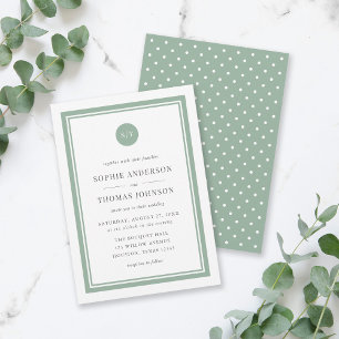 Editable Color Classic Round Monogram Wedding Invitation