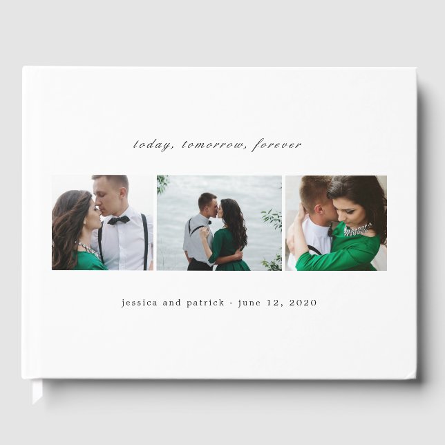 EDITABLE COLOR Clean Collage Wedding Guestbook (Front)