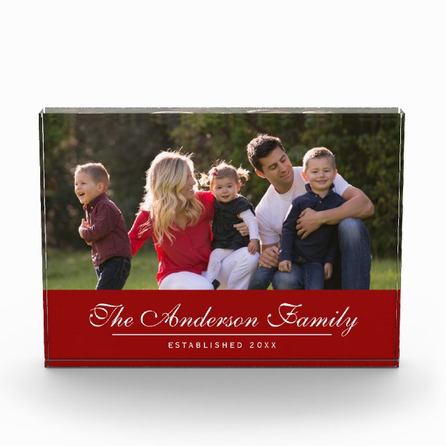 Editable Color Cursive Family Name Photo (Front)