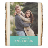 EDITABLE COLOR Cursive Mr and Mrs Family Name Wood Panel