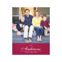 Editable Color Cursive The Family Name Photo Canvas Print