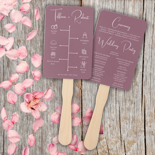 Editable Color Dusty Pink Wedding Timeline Hand Fan