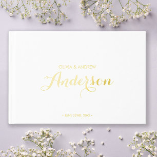 Editable Color Elegant and Modern Wedding Script Foil Guest Book