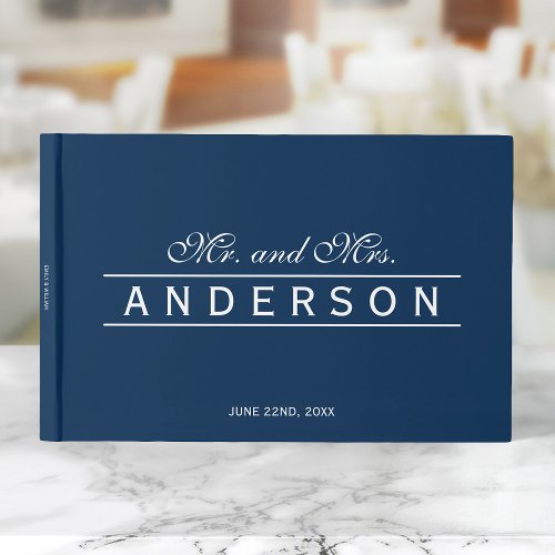 Editable Color Elegant Lines Mr and Mrs Wedding Guest Book