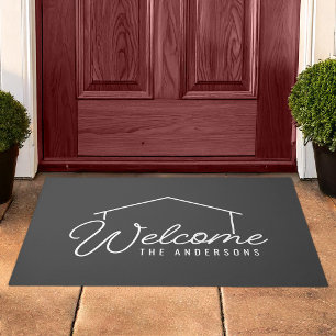 Editable Color Family Name House Welcome Doormat