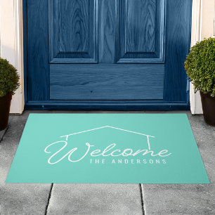 Editable Color Family Name House Welcome Doormat
