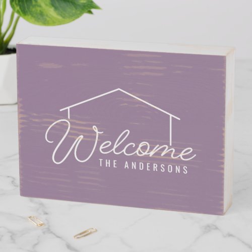 Editable Color Family Name House Welcome Wooden Box Sign
