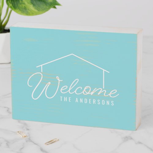 Editable Color Family Name House Welcome Wooden Box Sign