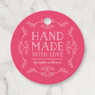 Editable Color Flourishes Hand Made With Love Tag