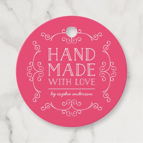 Editable Color Flourishes Hand Made With Love Tag