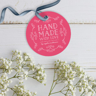 Editable Color Flourishes Hand Made With Love Tag
