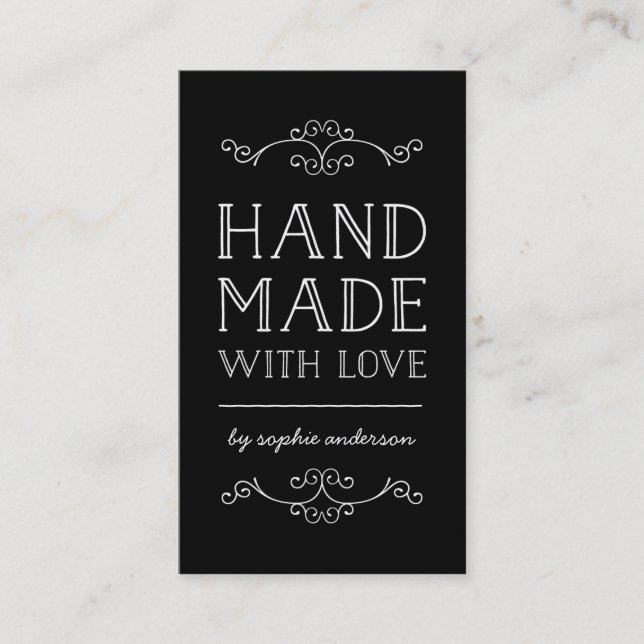 Editable Color Flourishes Handmade With Love Business Card (Front)