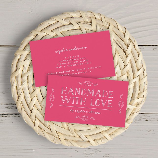 Editable Color Flourishes Handmade With Love Business Card (Creator Uploaded)