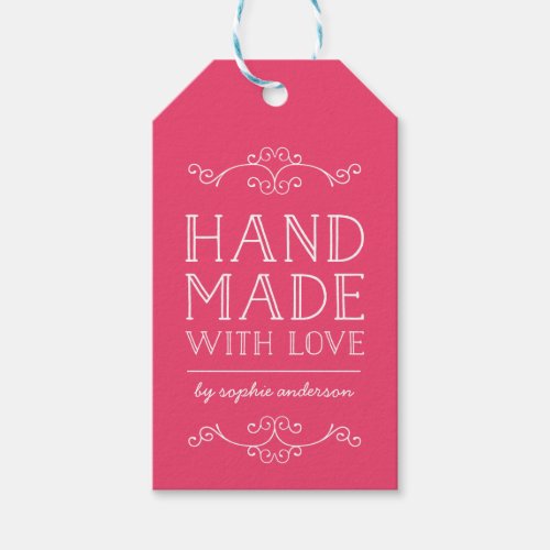 Editable Color Flourishes Handmade With Love Gift Tags