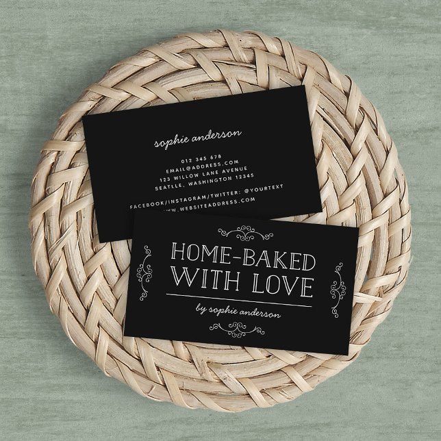 Editable Color Flourishes Home Baked With Love Business Card (Creator Uploaded)