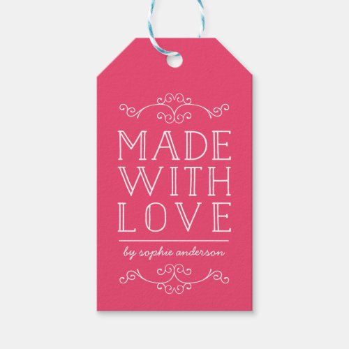 Editable Color Flourishes Made With Love Gift Tags