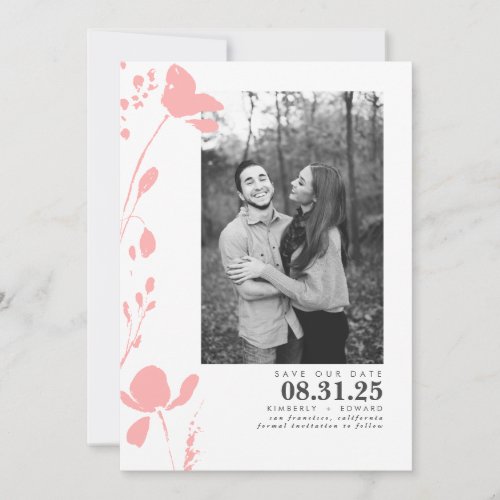 Editable Color Flowers Elegant Save the Date Photo