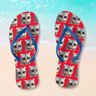 Editable Color Funny Custom Add Your Pet Photo Flip Flops