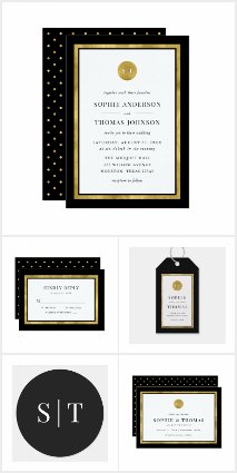 Editable Color Gold Round Monogram Wedding 1