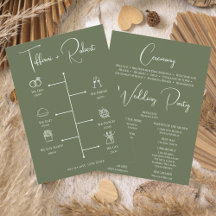 Editable Color Green Wedding Ceremony Program