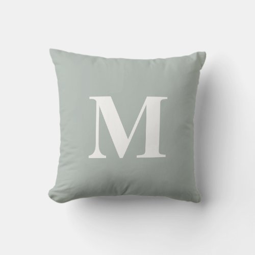 Editable Color Green White Monogram Initial Outdoor Pillow