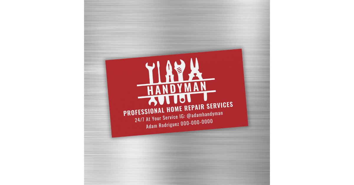 Handiman Color Editable Color Handyman Business Magnetic Card | Zazzle